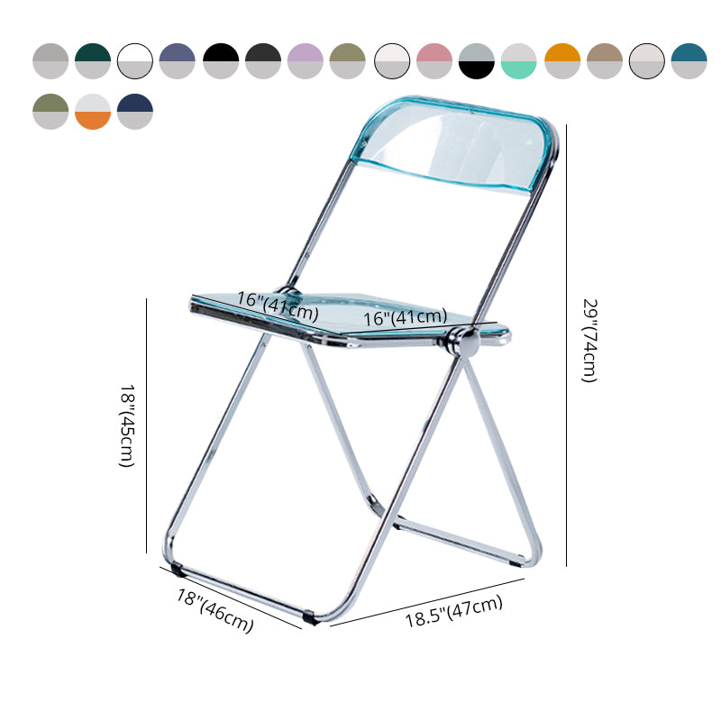 Sillas de comedor sin brazos plegables con respaldo abierto, silla lateral con patas de metal