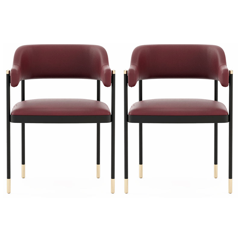 Silla de comedor tapizada de metal con respaldo abierto de estilo moderno para interiores (juego de 2)