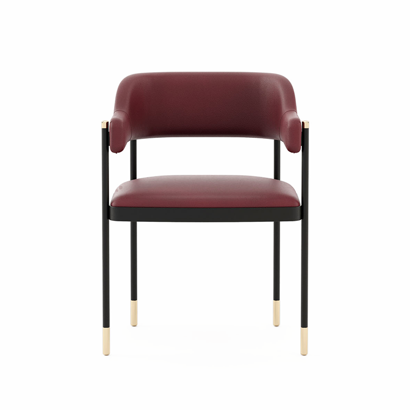 Silla de comedor tapizada de metal con respaldo abierto de estilo moderno para interiores (juego de 2)