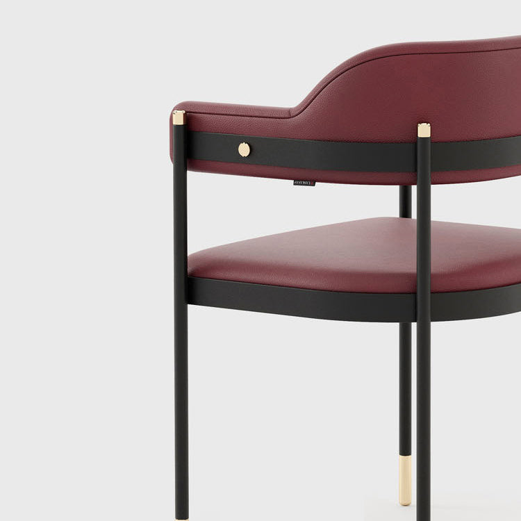 Silla de comedor tapizada de metal con respaldo abierto de estilo moderno para interiores (juego de 2)