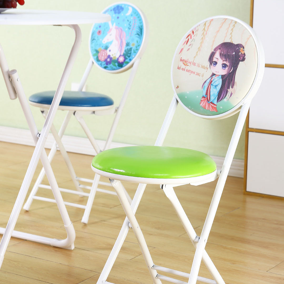 Silla de comedor plegable tapizada industrial con respaldo abierto y acabado mate