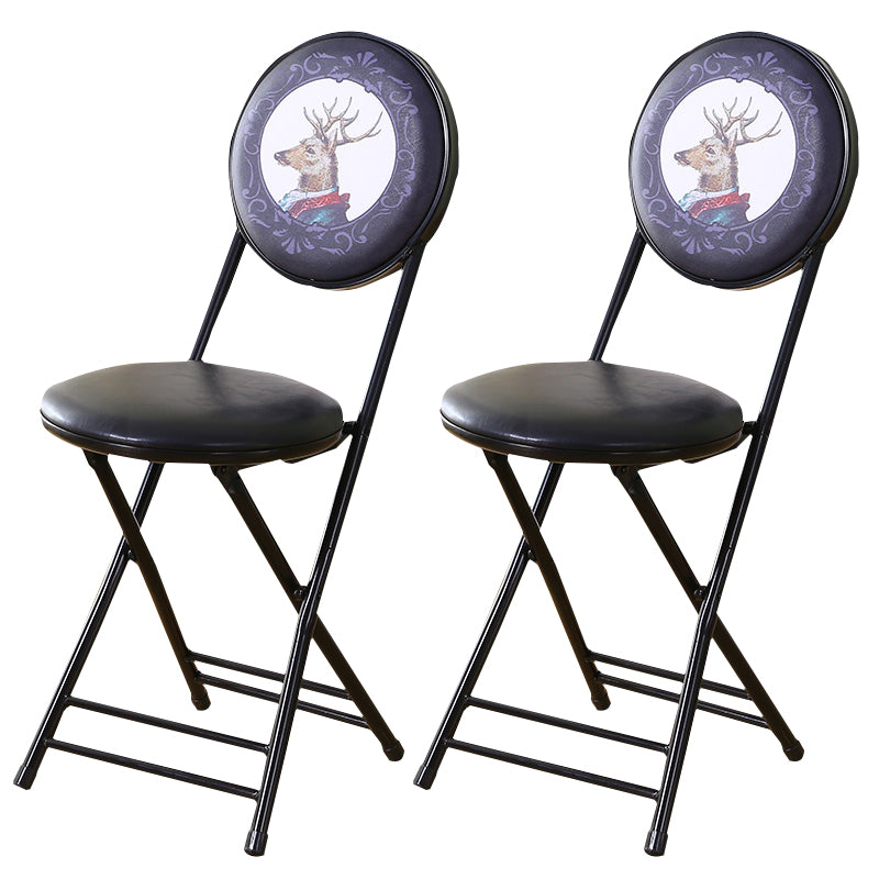Silla de comedor plegable tapizada industrial con respaldo abierto y acabado mate