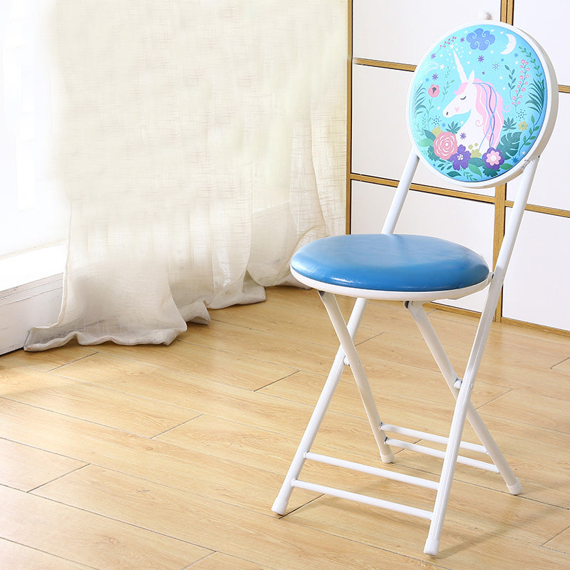 Silla de comedor plegable tapizada industrial con respaldo abierto y acabado mate