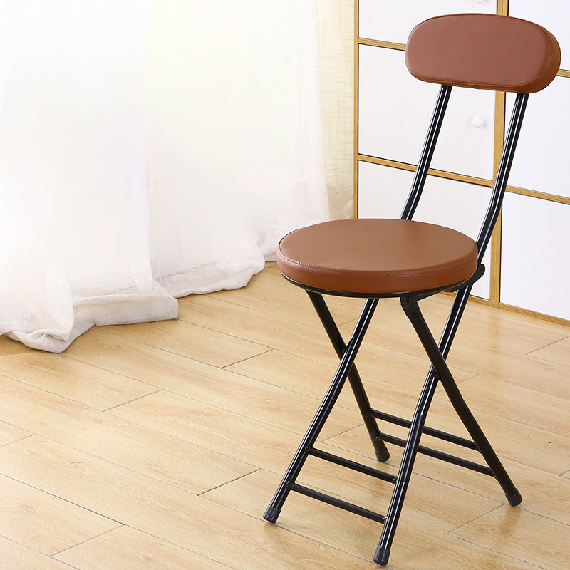 Silla de comedor plegable tapizada industrial con respaldo abierto y acabado mate
