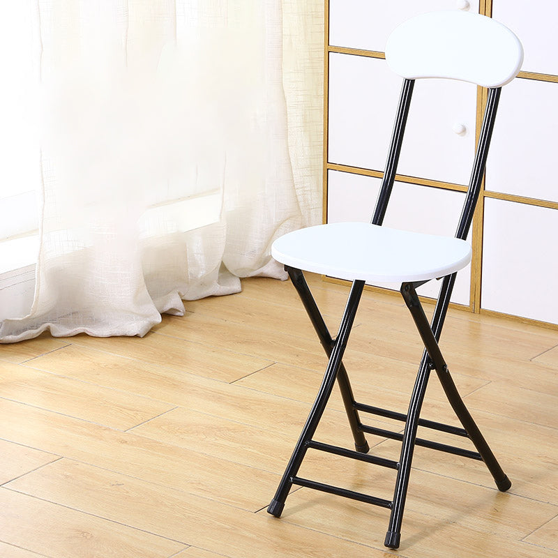 Silla de comedor plegable tapizada industrial con respaldo abierto y acabado mate