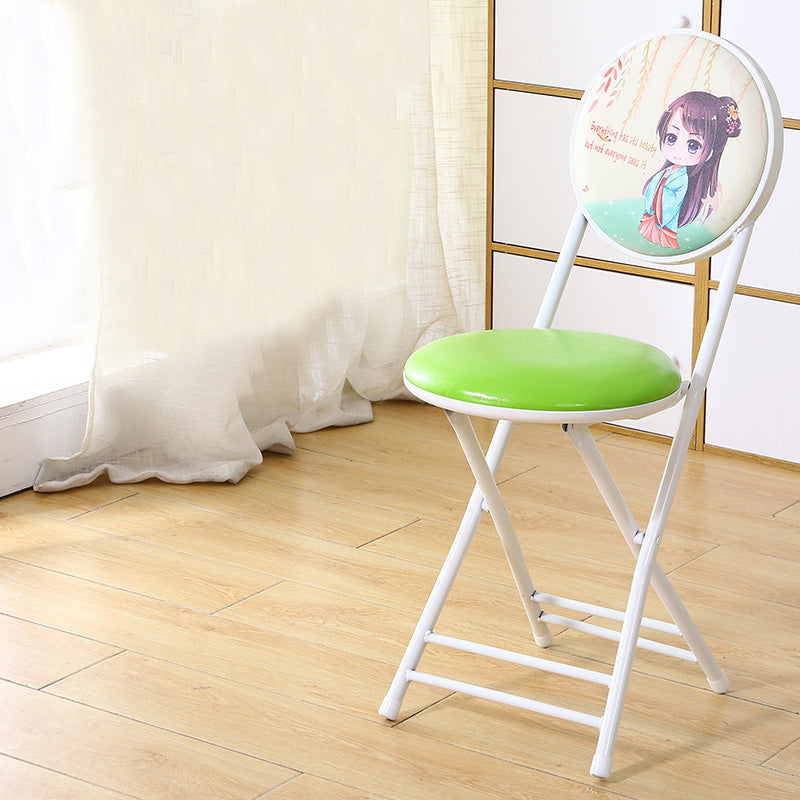 Silla de comedor plegable tapizada industrial con respaldo abierto y acabado mate