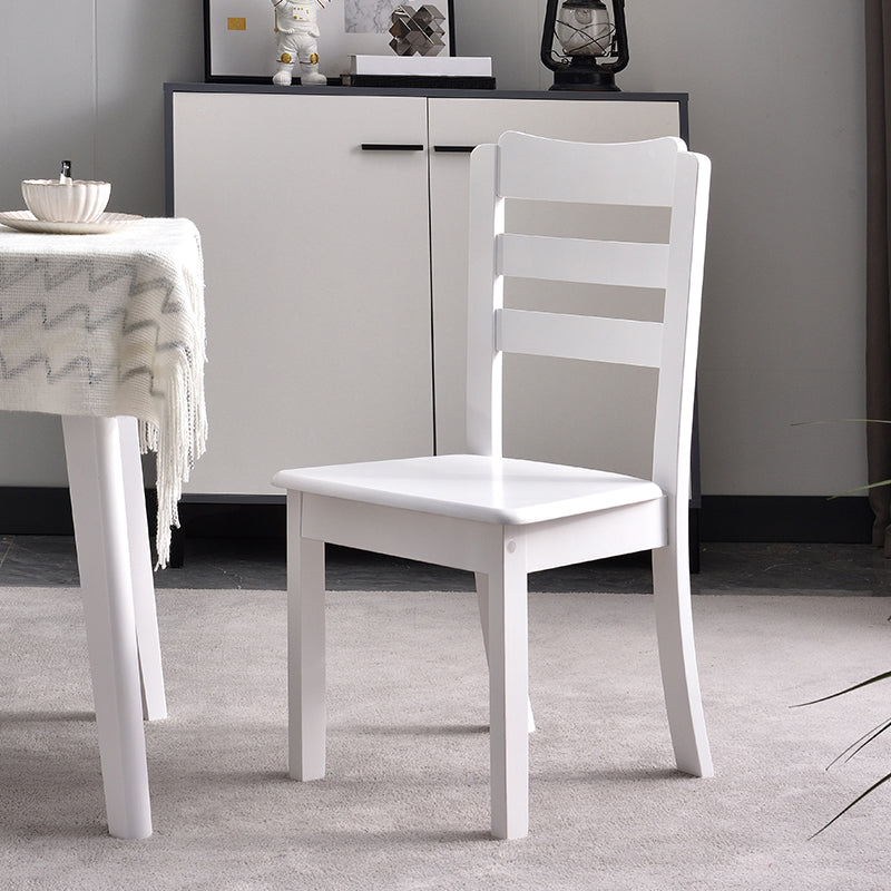 Sillas de comedor sin brazos para el hogar, silla lateral con respaldo de escalera y patas de madera (juego de 2)