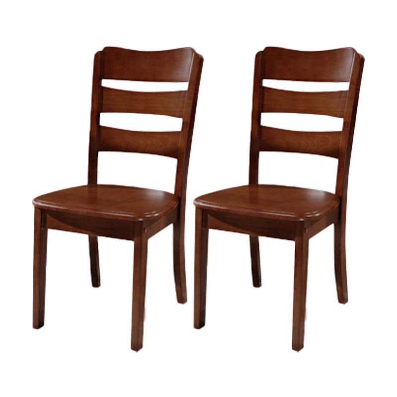 Sillas de comedor sin brazos para el hogar, silla lateral con respaldo de escalera y patas de madera (juego de 2)