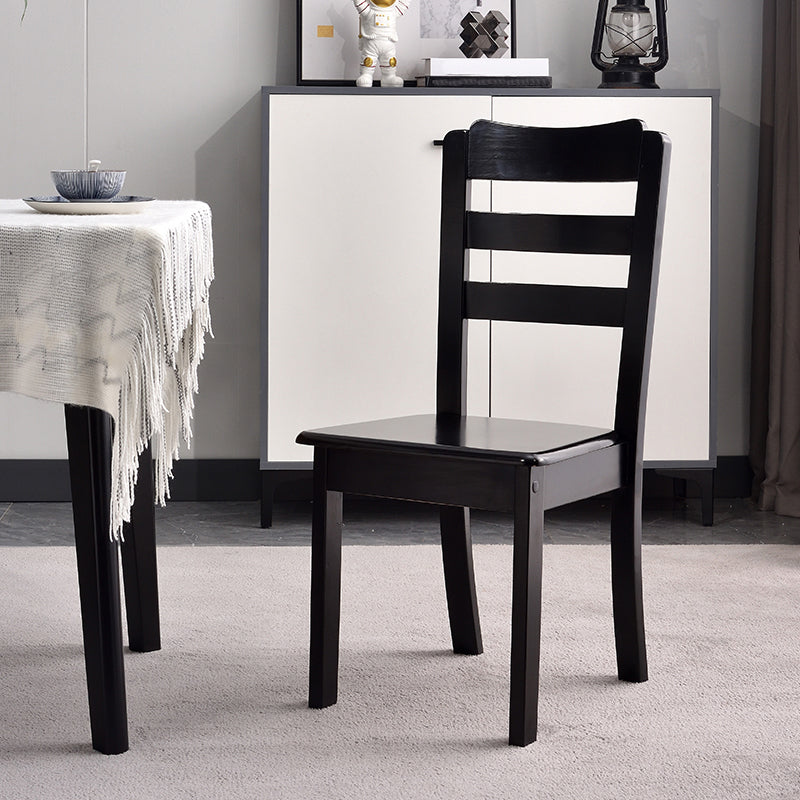 Sillas de comedor sin brazos para el hogar, silla lateral con respaldo de escalera y patas de madera (juego de 2)
