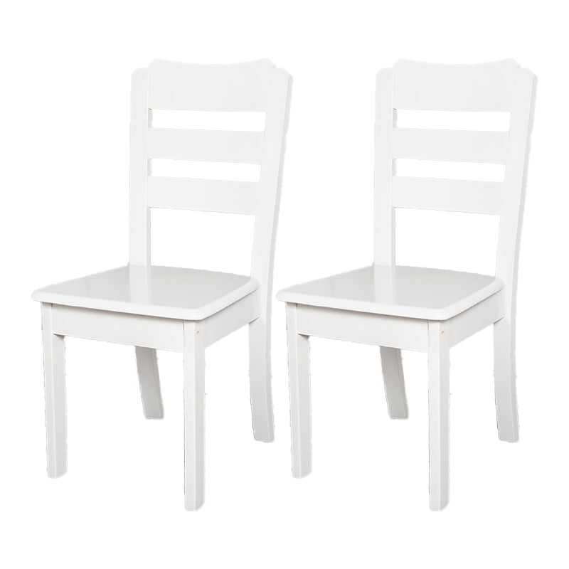 Sillas de comedor sin brazos para el hogar, silla lateral con respaldo de escalera y patas de madera (juego de 2)