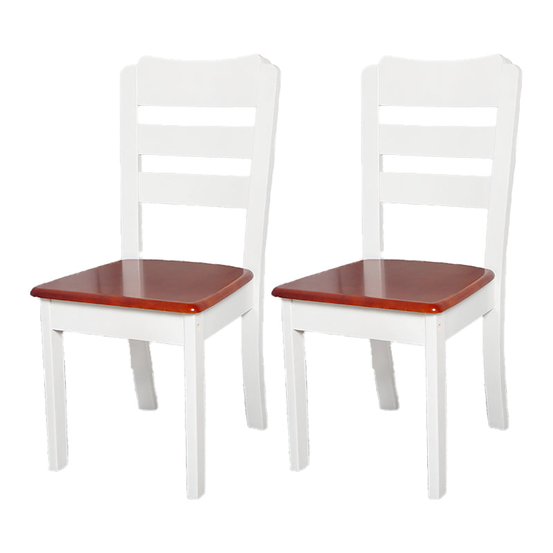 Sillas de comedor sin brazos para el hogar, silla lateral con respaldo de escalera y patas de madera (juego de 2)