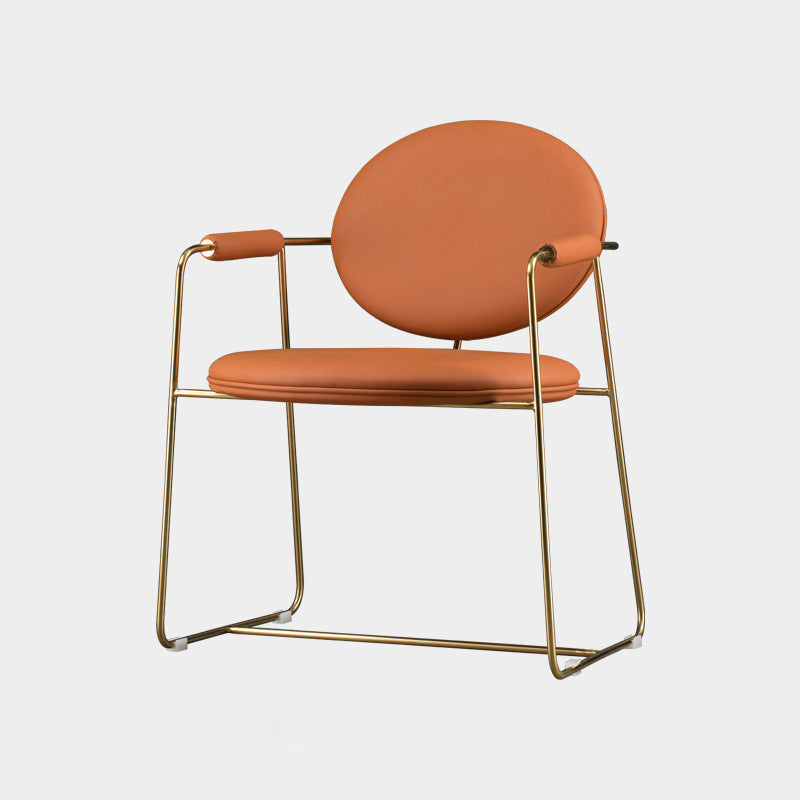 Silla de comedor de metal de estilo escandinavo, silla lateral de comedor con brazo trasero abierto