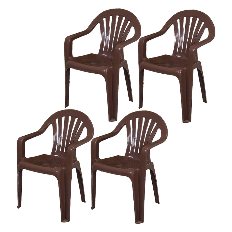 Silla de comedor de plástico de estilo contemporáneo, silla lateral con brazo de comedor para cocina