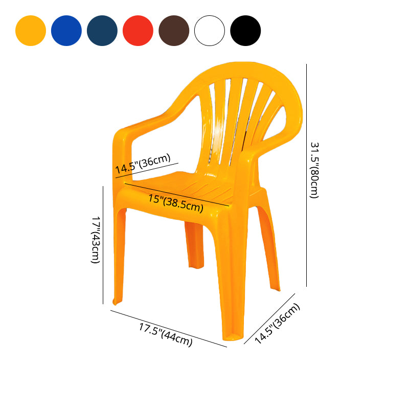 Silla de comedor de plástico de estilo contemporáneo, silla lateral con brazo de comedor para cocina