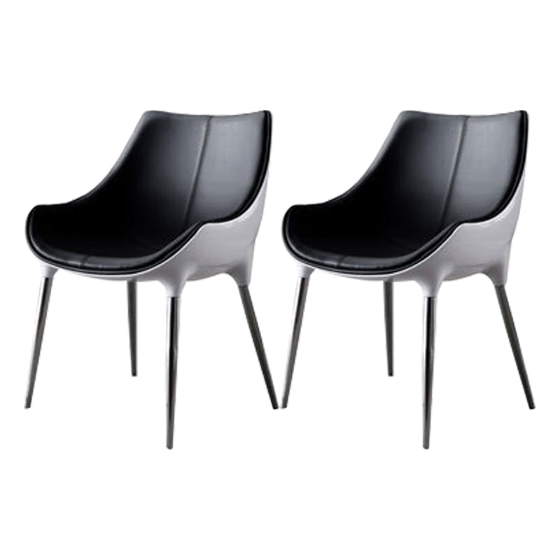 Sillas de comedor estilo moderno Silla auxiliar con brazo de cocina y patas de metal (juego de 2)
