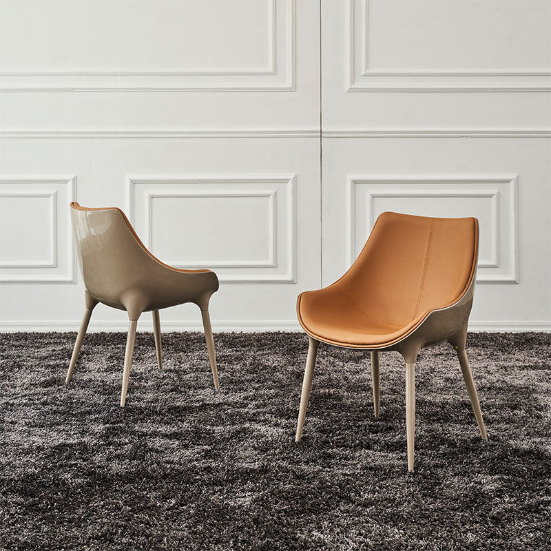 Sillas de comedor estilo moderno Silla auxiliar con brazo de cocina y patas de metal (juego de 2)