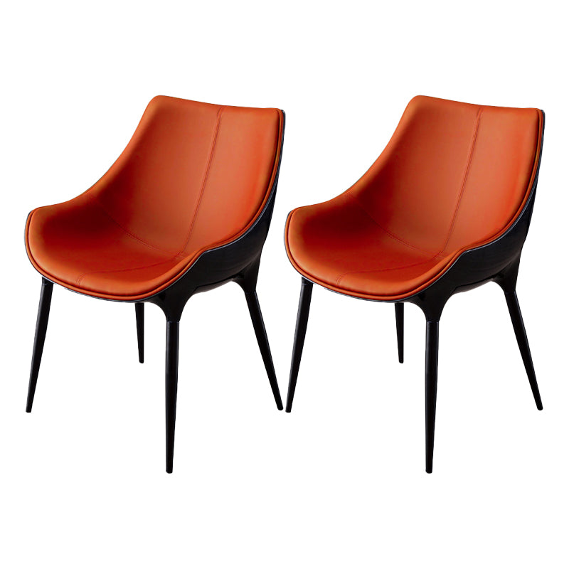 Sillas de comedor estilo moderno Silla auxiliar con brazo de cocina y patas de metal (juego de 2)