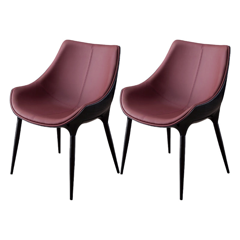 Sillas de comedor estilo moderno Silla auxiliar con brazo de cocina y patas de metal (juego de 2)