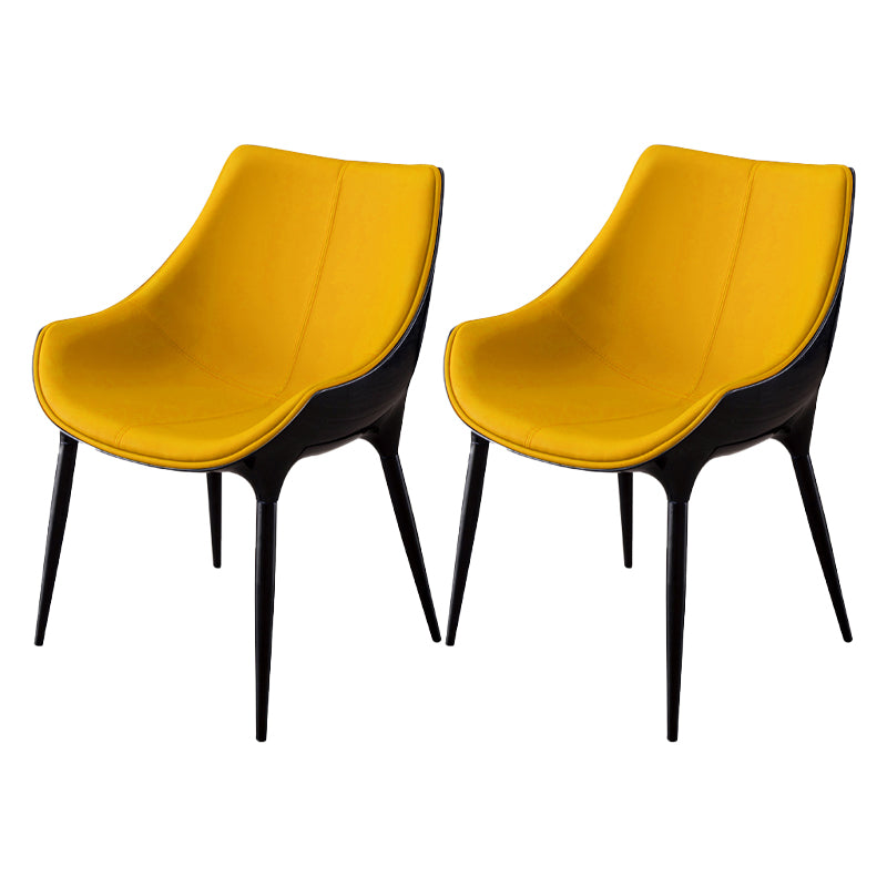 Sillas de comedor estilo moderno Silla auxiliar con brazo de cocina y patas de metal (juego de 2)