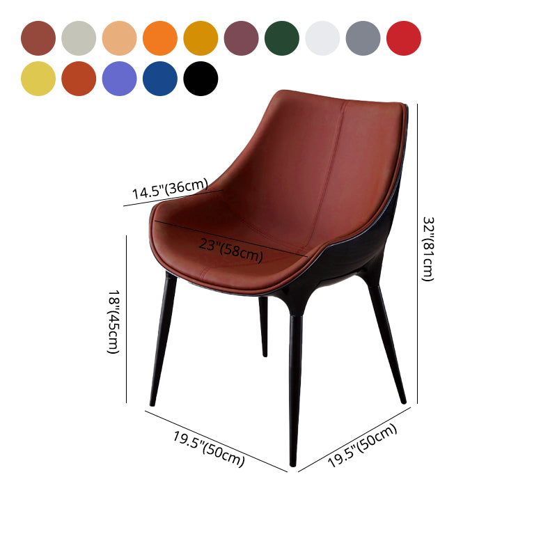 Sillas de comedor estilo moderno Silla auxiliar con brazo de cocina y patas de metal (juego de 2)