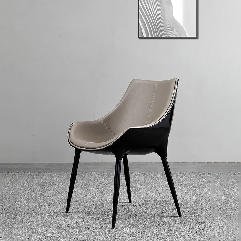 Sillas de comedor estilo moderno Sillas auxiliares con brazos de cocina y patas de metal (juego de 2)