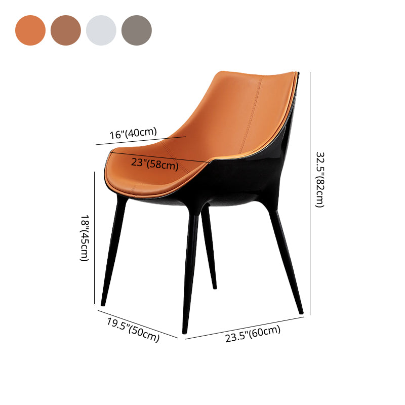 Sillas de comedor estilo moderno Sillas auxiliares con brazos de cocina y patas de metal (juego de 2)