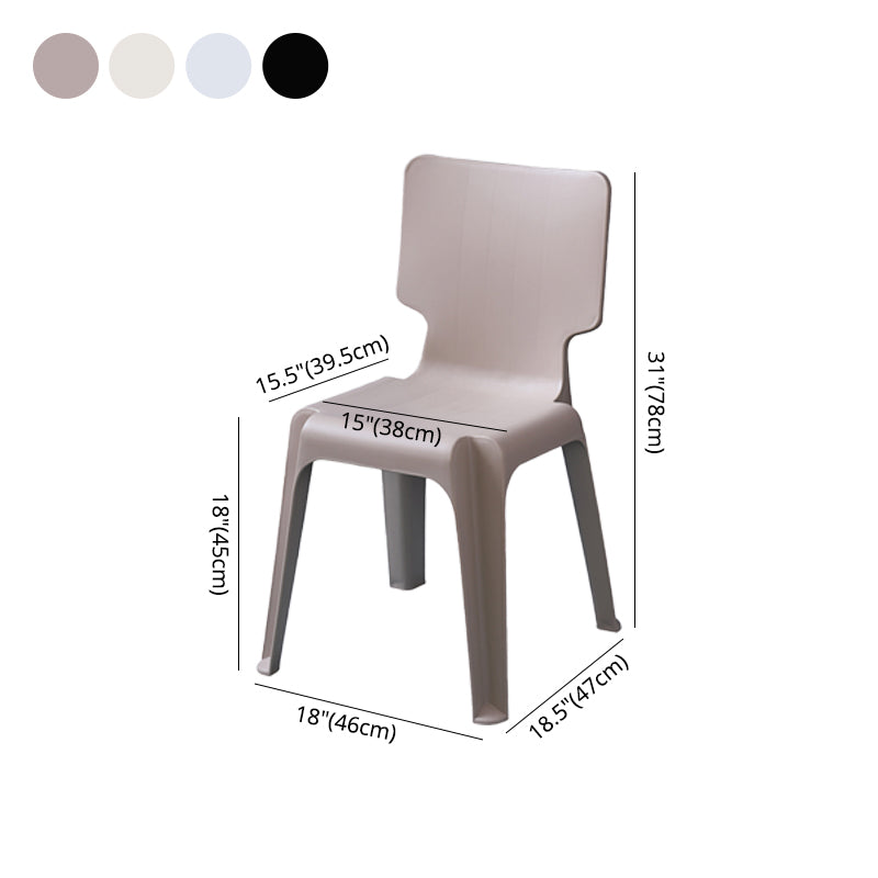 Silla de comedor escandinava sin brazos, sillas laterales de comedor apilables de plástico