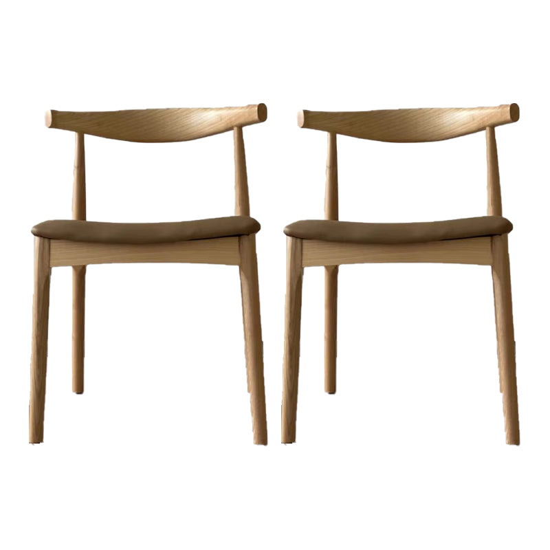 Chaises de salle à manger contemporaines en bois sans accoudoirs, chaise d'appoint à dossier ouvert (Ensemble de 2)