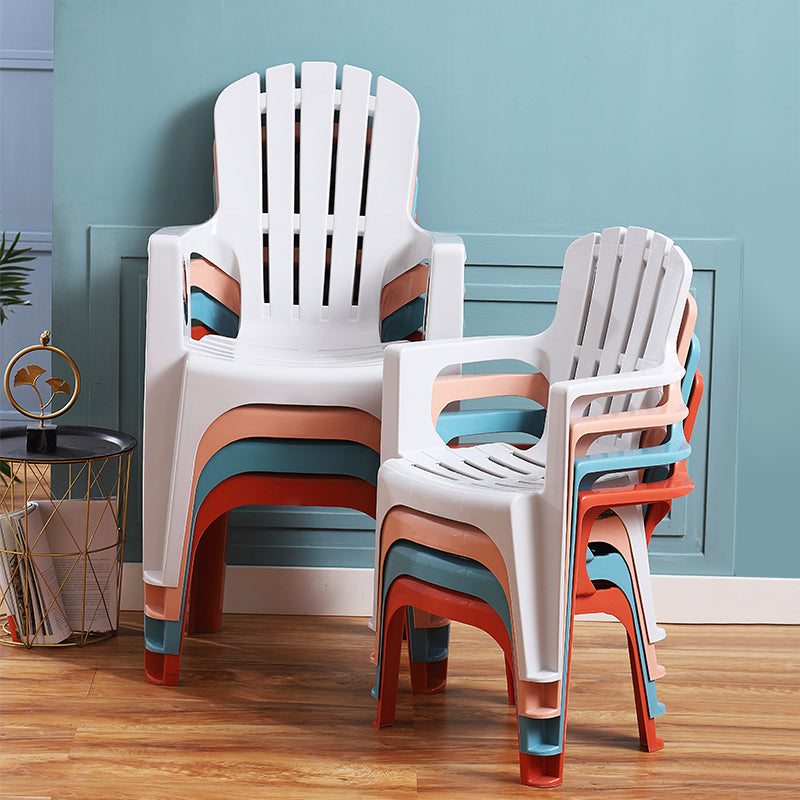 Fauteuils de salle à manger en plastique modernes, fauteuils de salle à manger à dossier empilable d'intérieur à lattes