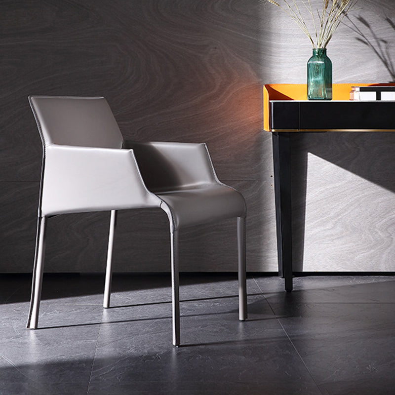Modern Design Leather Chair Kitchen Solid Back Single Dining Arm Chair