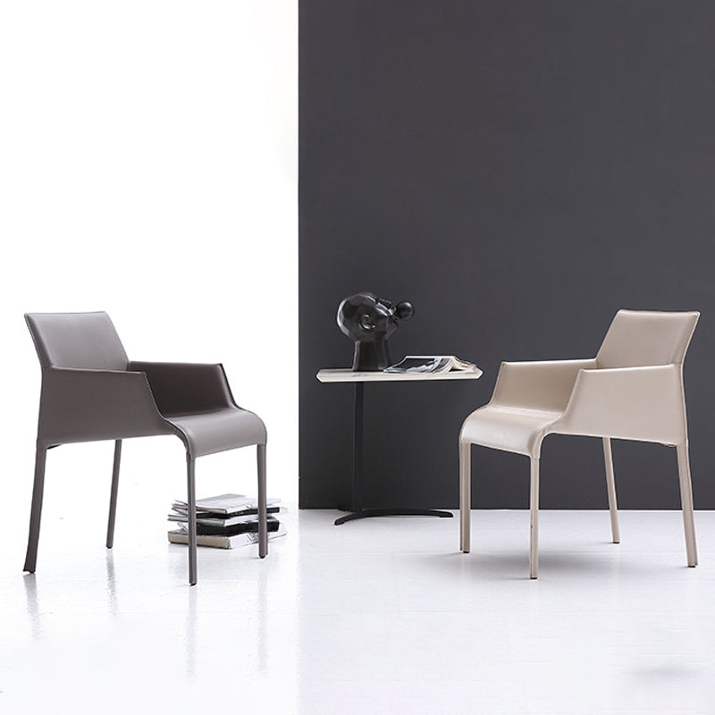Modern Design Leather Chair Kitchen Solid Back Single Dining Arm Chair