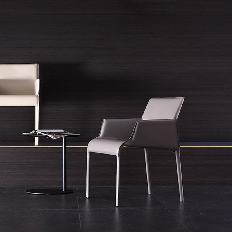 Modern Design Leather Chair Kitchen Solid Back Single Dining Arm Chair