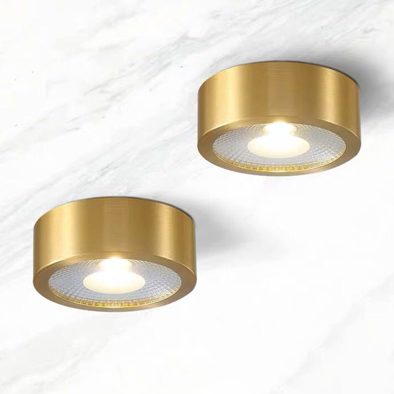 Lámpara de techo con forma de cilindro, cobre moderno, 1 luz, montaje empotrado para dormitorio