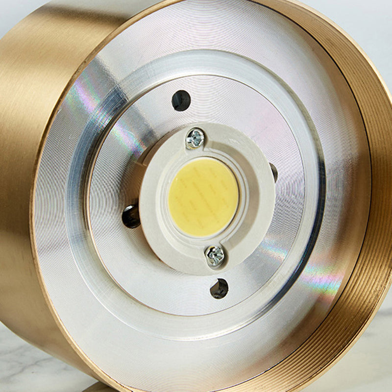 Lámpara de techo con forma de cilindro, cobre moderno, 1 luz, montaje empotrado para dormitorio