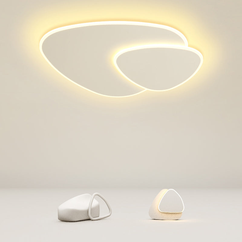 White Oblong LED Ceiling Light in Modern Simplicity Wrought Iron Flush Mount with Acrylic Shade