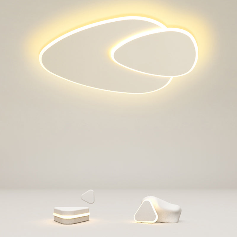 White Oblong LED Ceiling Light in Modern Simplicity Wrought Iron Flush Mount with Acrylic Shade
