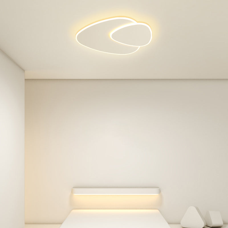 White Oblong LED Ceiling Light in Modern Simplicity Wrought Iron Flush Mount with Acrylic Shade