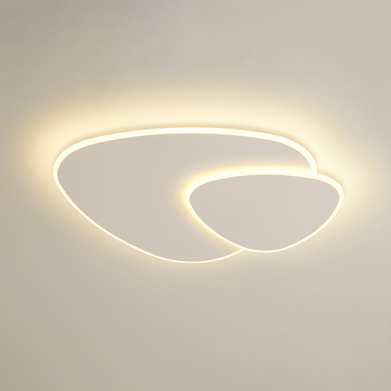 White Oblong LED Ceiling Light in Modern Simplicity Wrought Iron Flush Mount with Acrylic Shade