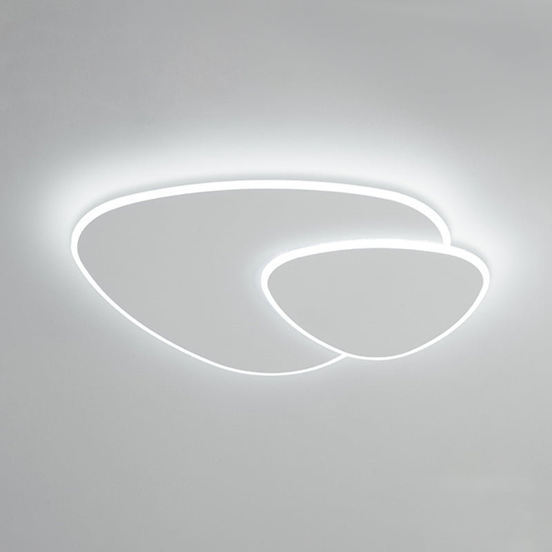 White Oblong LED Ceiling Light in Modern Simplicity Wrought Iron Flush Mount with Acrylic Shade