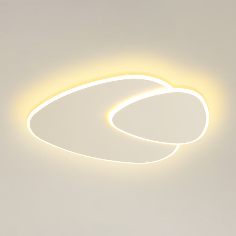 White Oblong LED Ceiling Light in Modern Simplicity Wrought Iron Flush Mount with Acrylic Shade