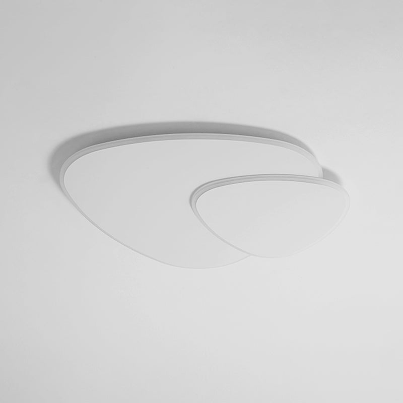White Oblong LED Ceiling Light in Modern Simplicity Wrought Iron Flush Mount with Acrylic Shade