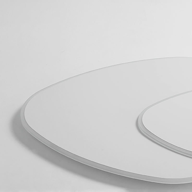 White Oblong LED Ceiling Light in Modern Simplicity Wrought Iron Flush Mount with Acrylic Shade