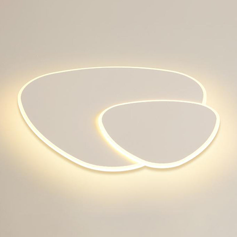White Oblong LED Ceiling Light in Modern Simplicity Wrought Iron Flush Mount with Acrylic Shade