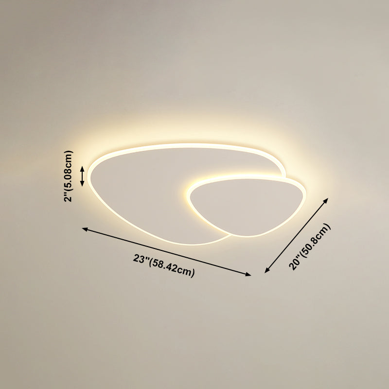 White Oblong LED Ceiling Light in Modern Simplicity Wrought Iron Flush Mount with Acrylic Shade