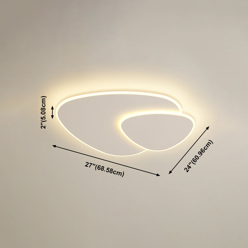 White Oblong LED Ceiling Light in Modern Simplicity Wrought Iron Flush Mount with Acrylic Shade