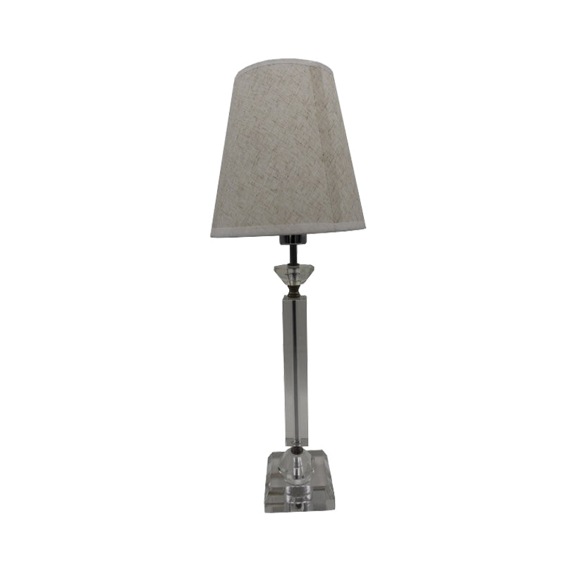 1 Bulb Baluster Fabric Table Light Modernism Hand-Cut Crystal Small Desk Lamp in Grey