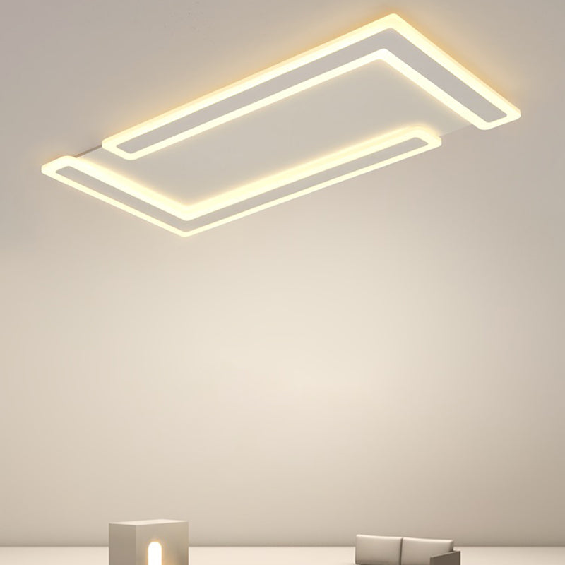 Weiße, rechteckige LED-Einbauleuchte in moderner Schlichtheit, schmiedeeiserne Deckenleuchte mit Acrylschirm