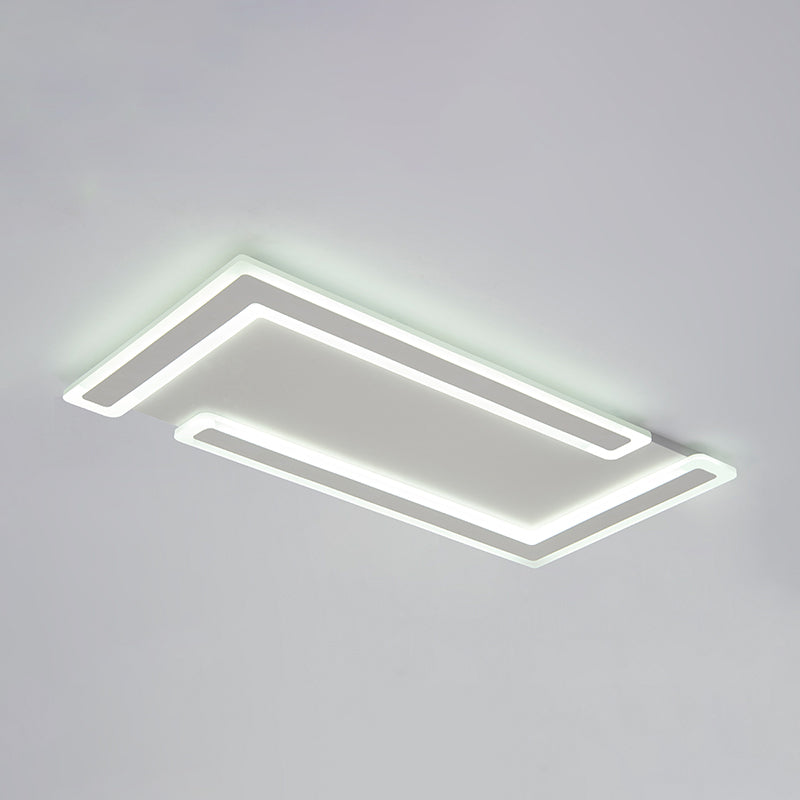 Weiße, rechteckige LED-Einbauleuchte in moderner Schlichtheit, schmiedeeiserne Deckenleuchte mit Acrylschirm