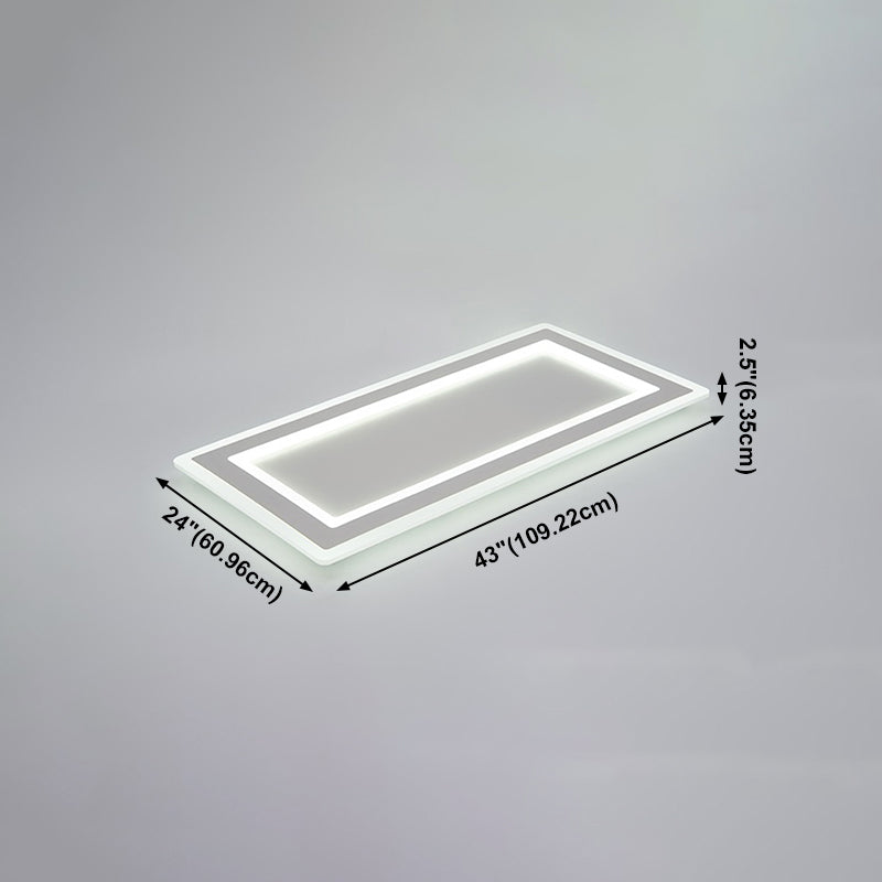 Weiße, rechteckige LED-Einbauleuchte in moderner Schlichtheit, schmiedeeiserne Deckenleuchte mit Acrylschirm