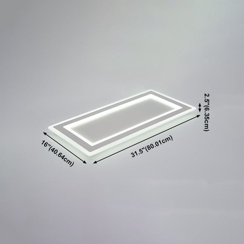 Weiße, rechteckige LED-Einbauleuchte in moderner Schlichtheit, schmiedeeiserne Deckenleuchte mit Acrylschirm